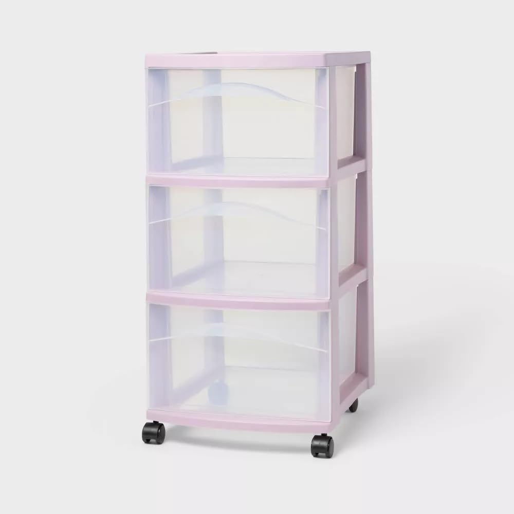 3 Drawer Plastic Storage Cart with Casters O98893