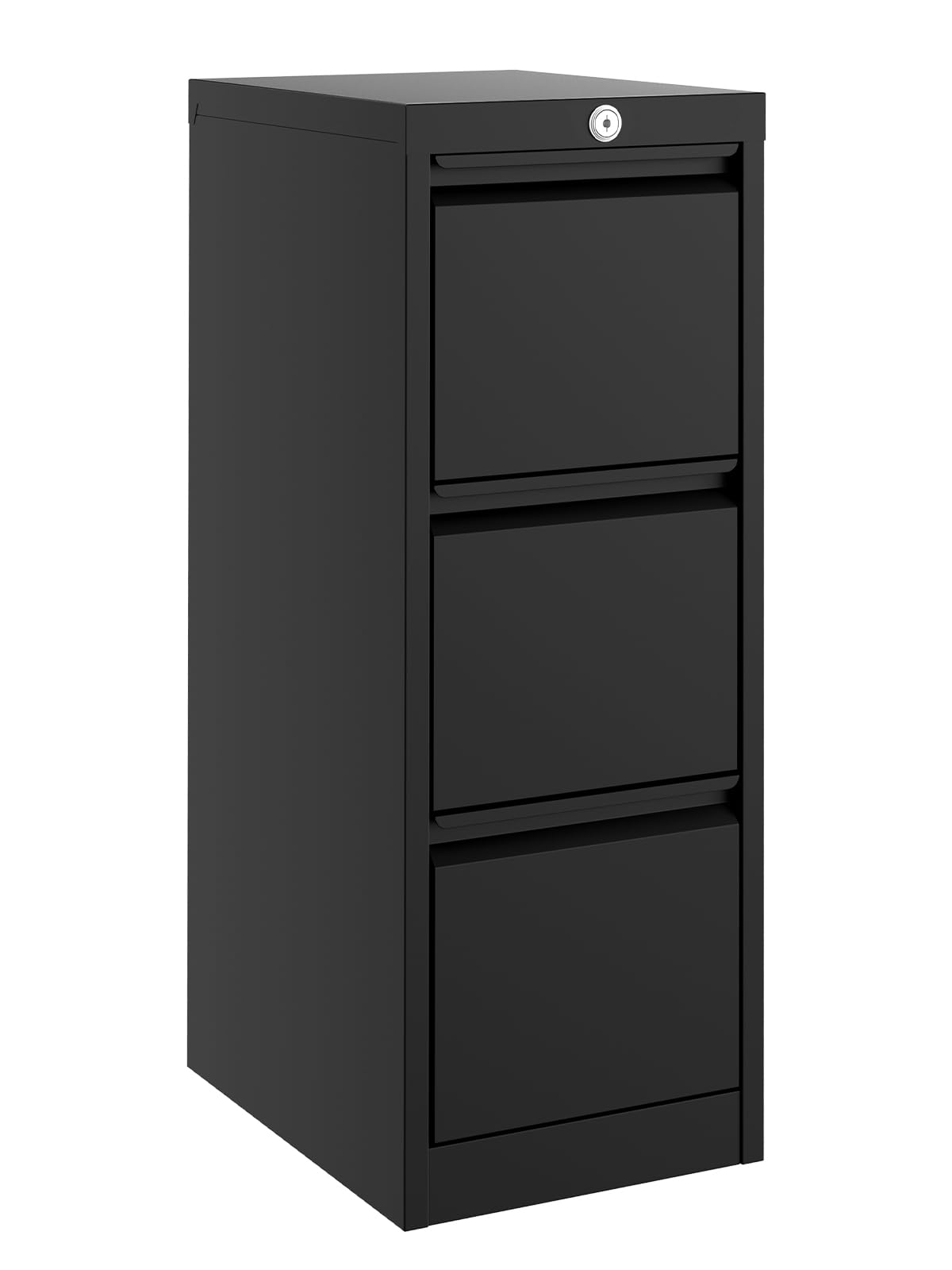 3 Drawer Metal File Cabinet with Lock, Black N8226