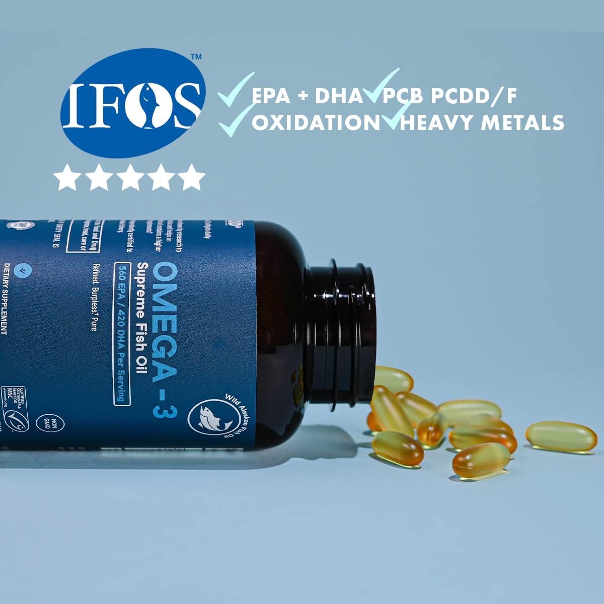 1400 mg Wild Alaskan Fish Oil 180 Softgels K2181