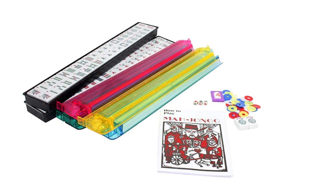 166 White Engraved Tiles Mahjong Set with Soft Bag J114174