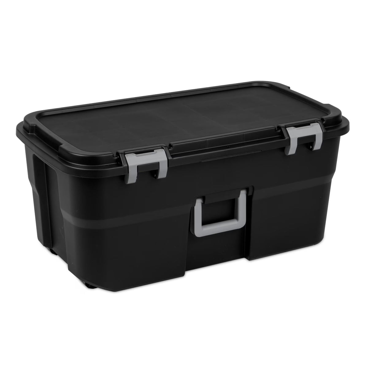 22 Gallon Black Wheeled Plastic Storage Trunk with Handle I105