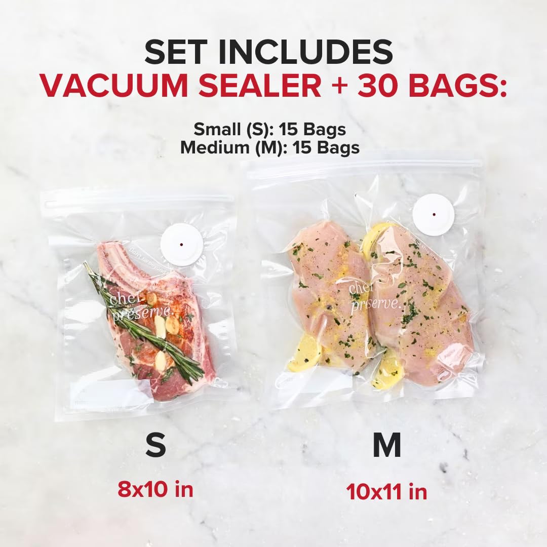 Compact Vacuum Sealer with 30 Reusable Vacuum Bags F9471