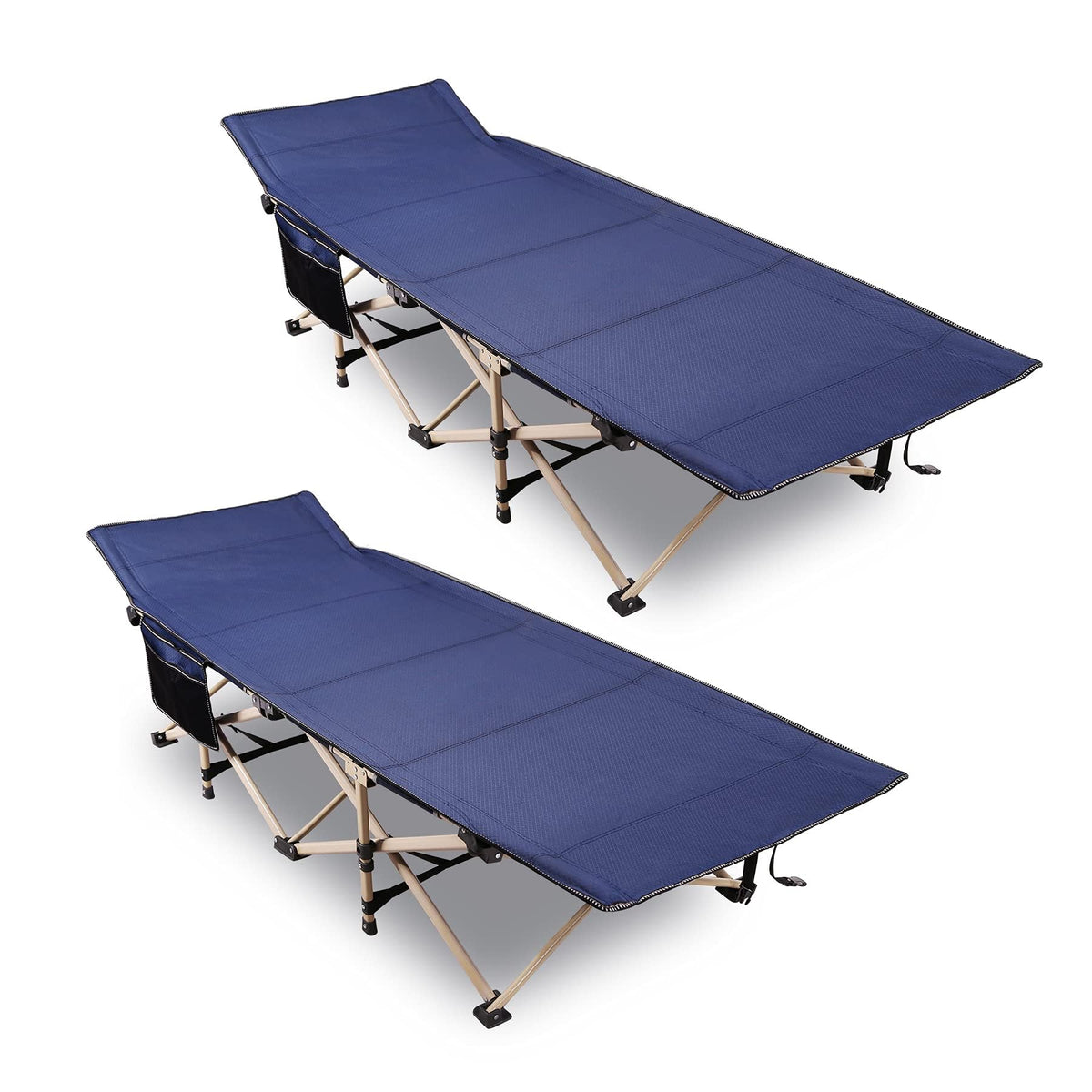 2-Pack Extra Wide Heavy Duty Folding Camping Cots Blue C4010