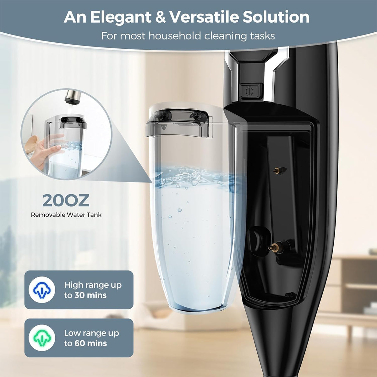 12-in-1 Handheld Steam Mop with 565ML Removable Tank R3993