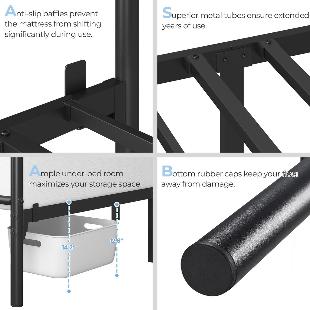 Black Full Metal Platform Bed Frame with Headboard L787