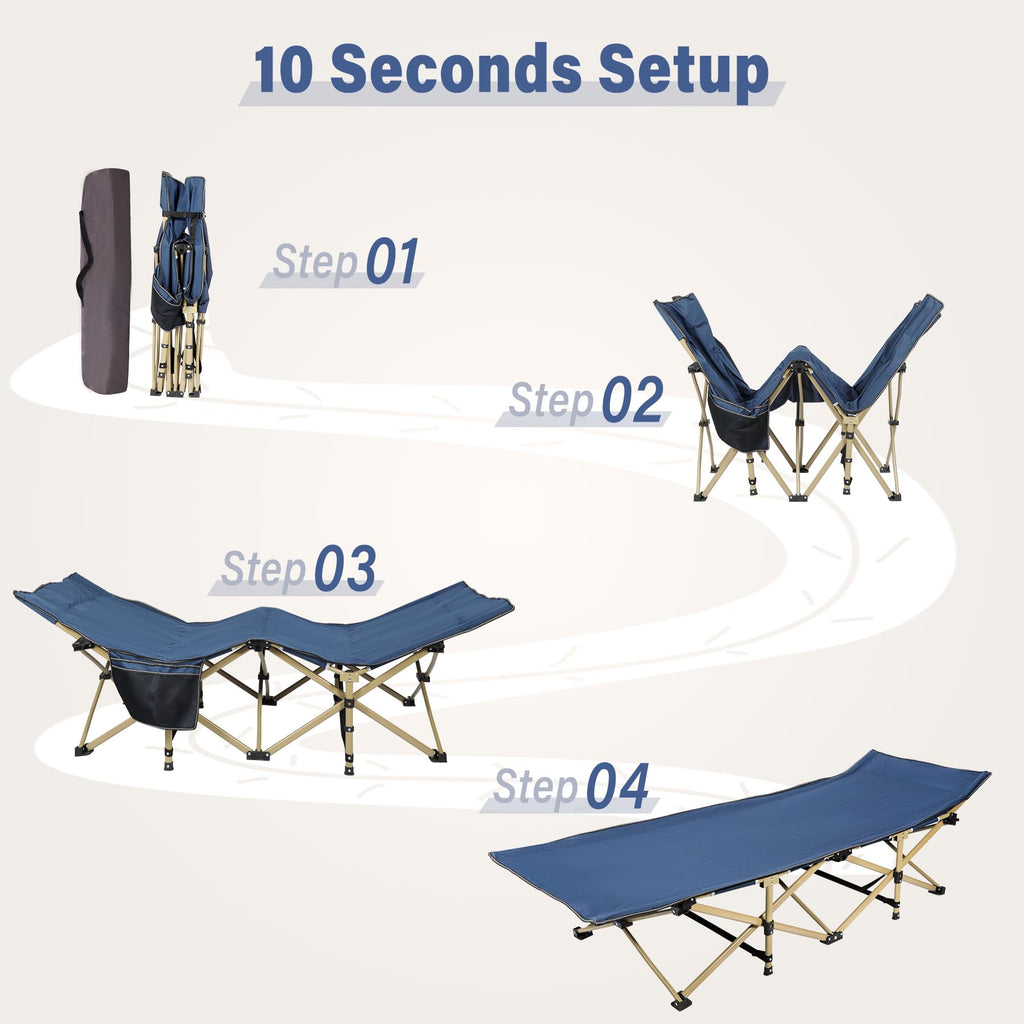 2-Pack Extra Wide Heavy Duty Folding Camping Cots Blue C4010