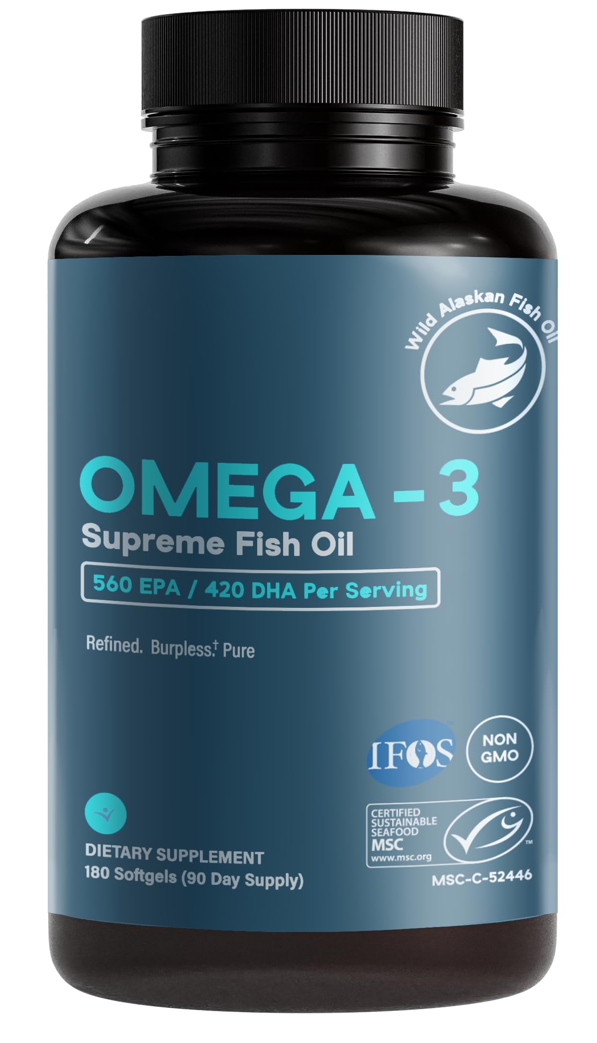 1400 mg Wild Alaskan Fish Oil 180 Softgels K2181