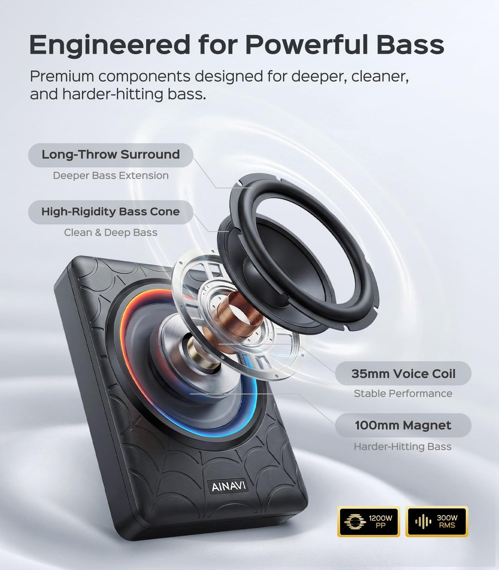 1200W 10" Powered Underseat Subwoofer with Amp M7099