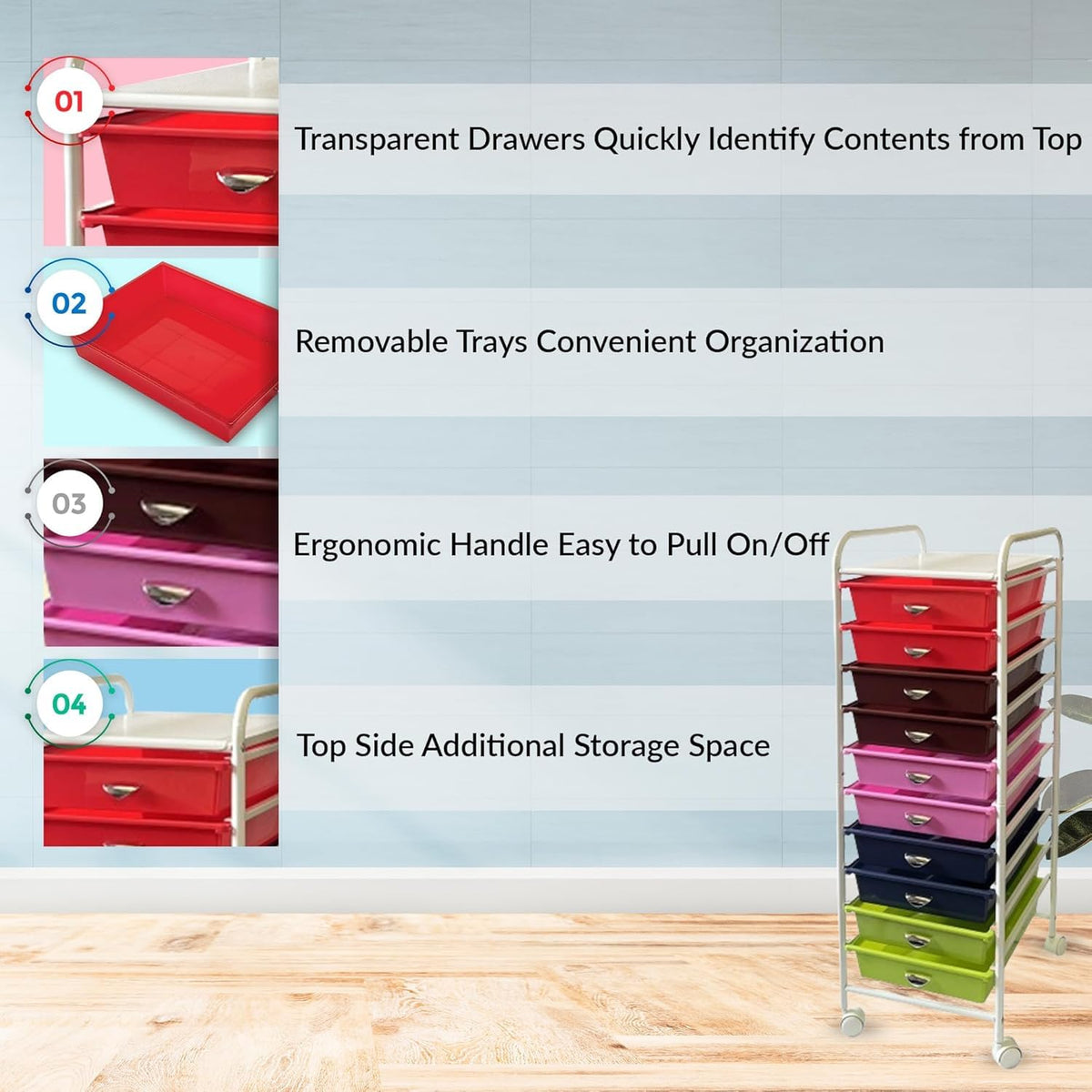 10 Drawer Rolling Storage Organizer N739