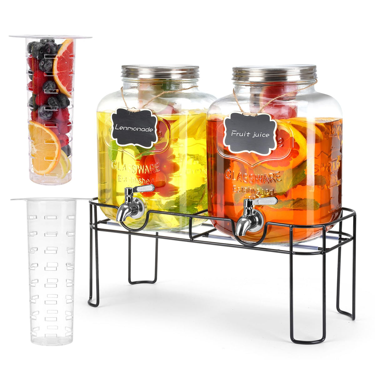 1.6 Gallon Glass Beverage Dispenser with Stand Q9086