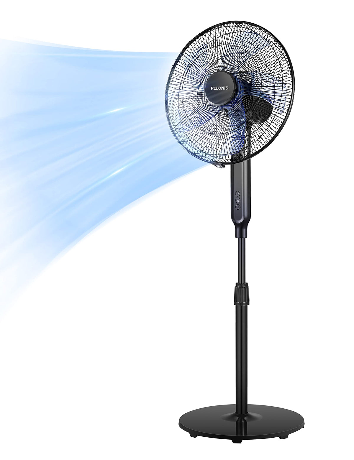 16" Oscillating Pedestal Stand Up Fan, Adjustable Height, Ultra Quiet DC Motor, Remote Control, 12 Speed, Black Z683