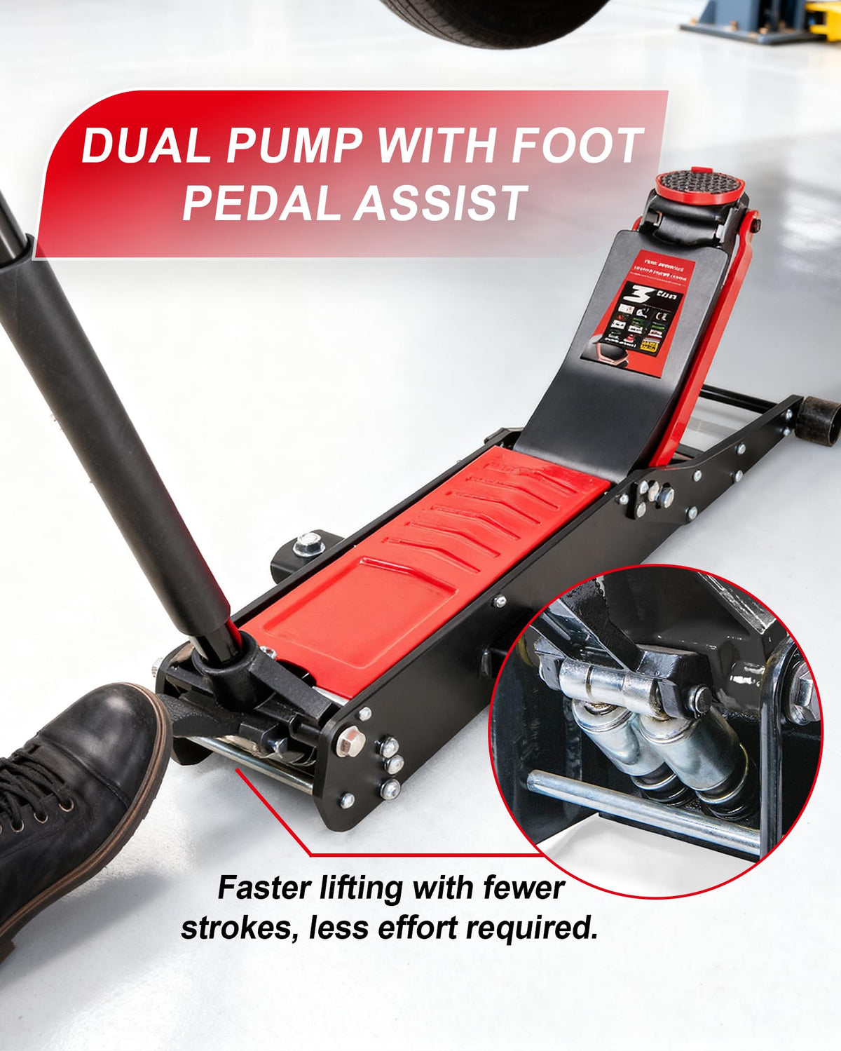 3 Ton Low Profile Floor Jack with Foot Pedal Y400