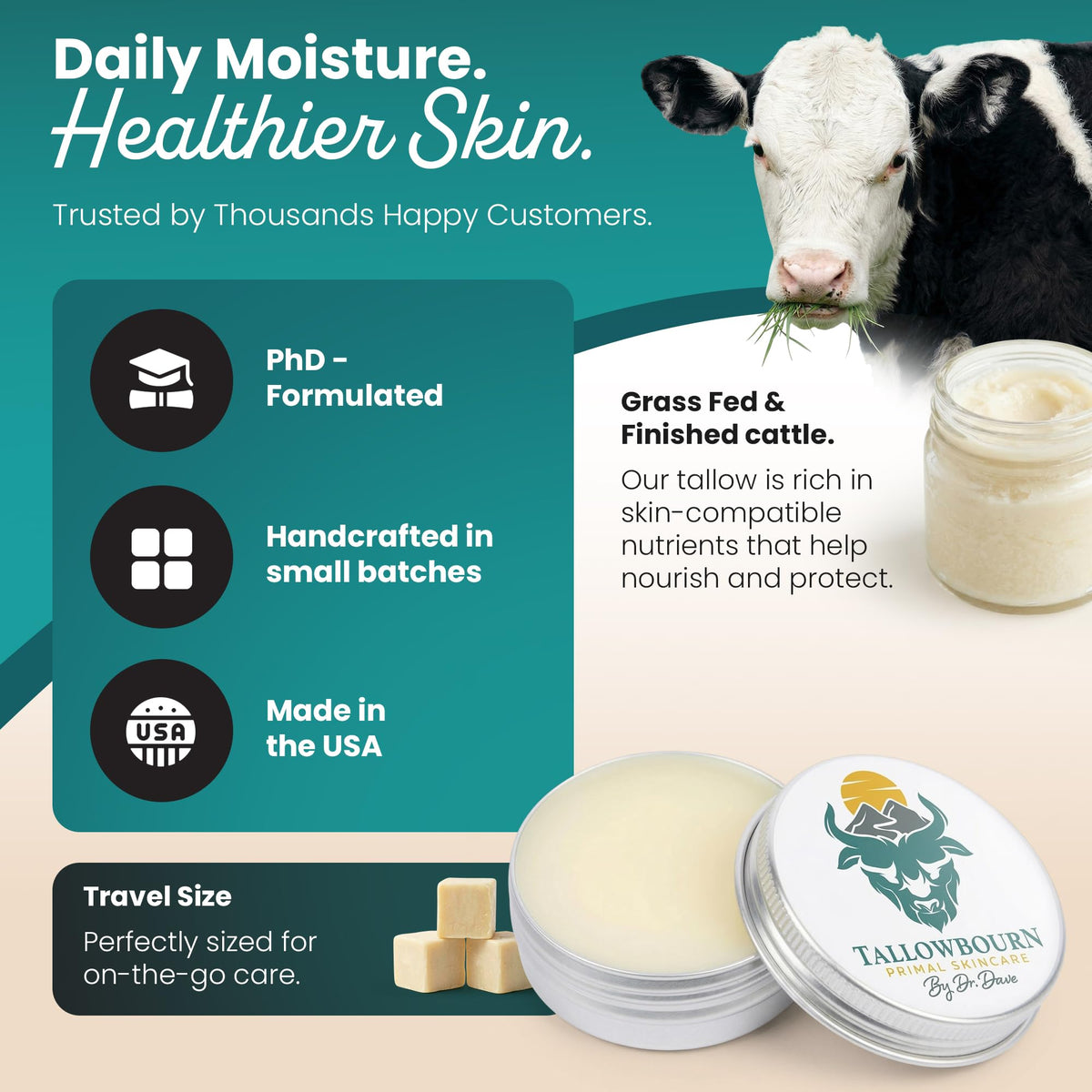 Grass-Fed Beef Tallow Balm Unscented 1oz N43036
