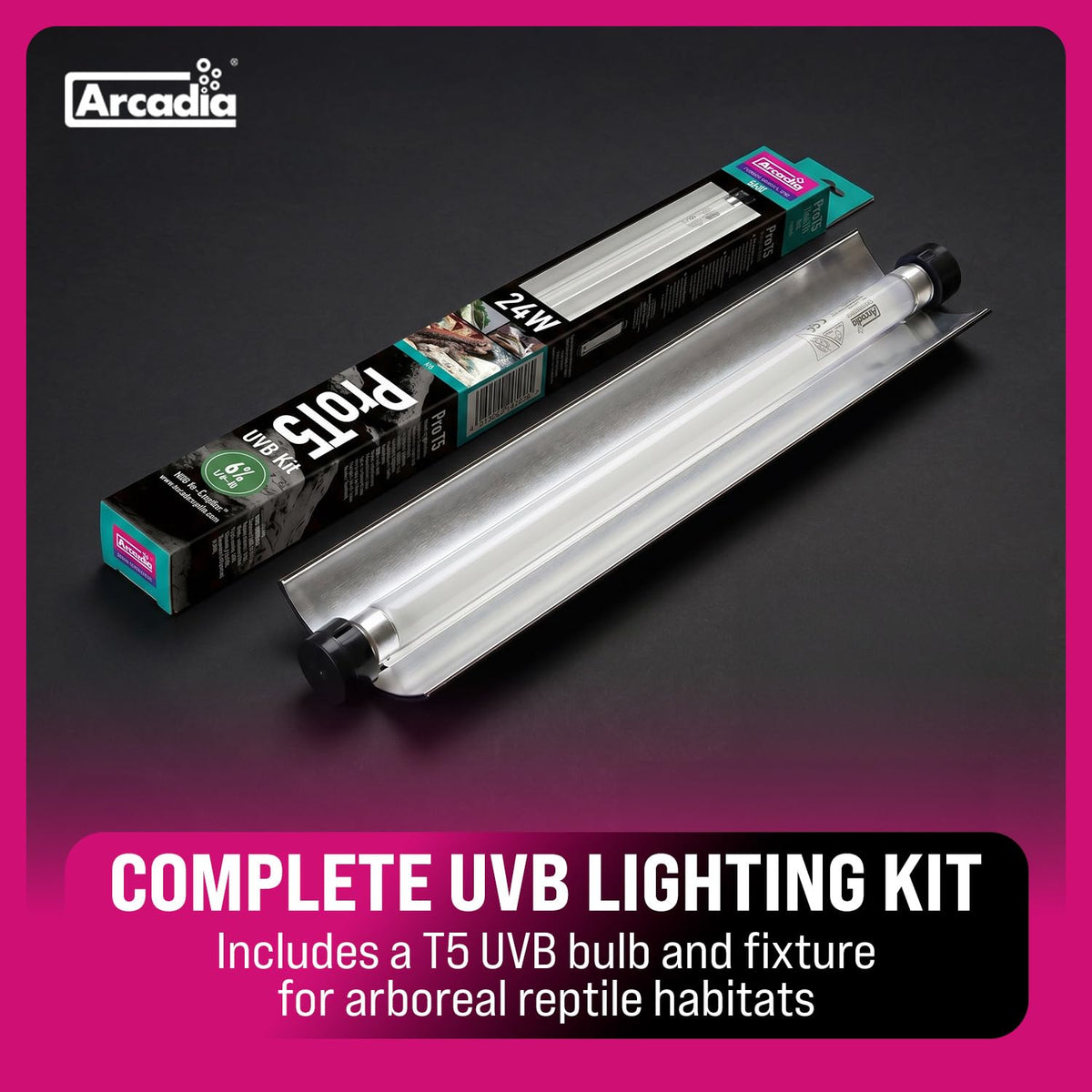 22.5" 24 Watts 6% UVB Reptile Light Fixture Kit T933400