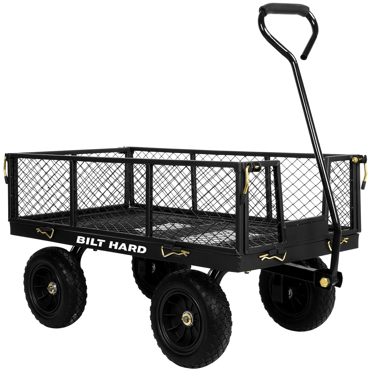 10" Steel Garden Cart with Rotating Handle and Removable Sides, 4 Cu.Ft, Black G513