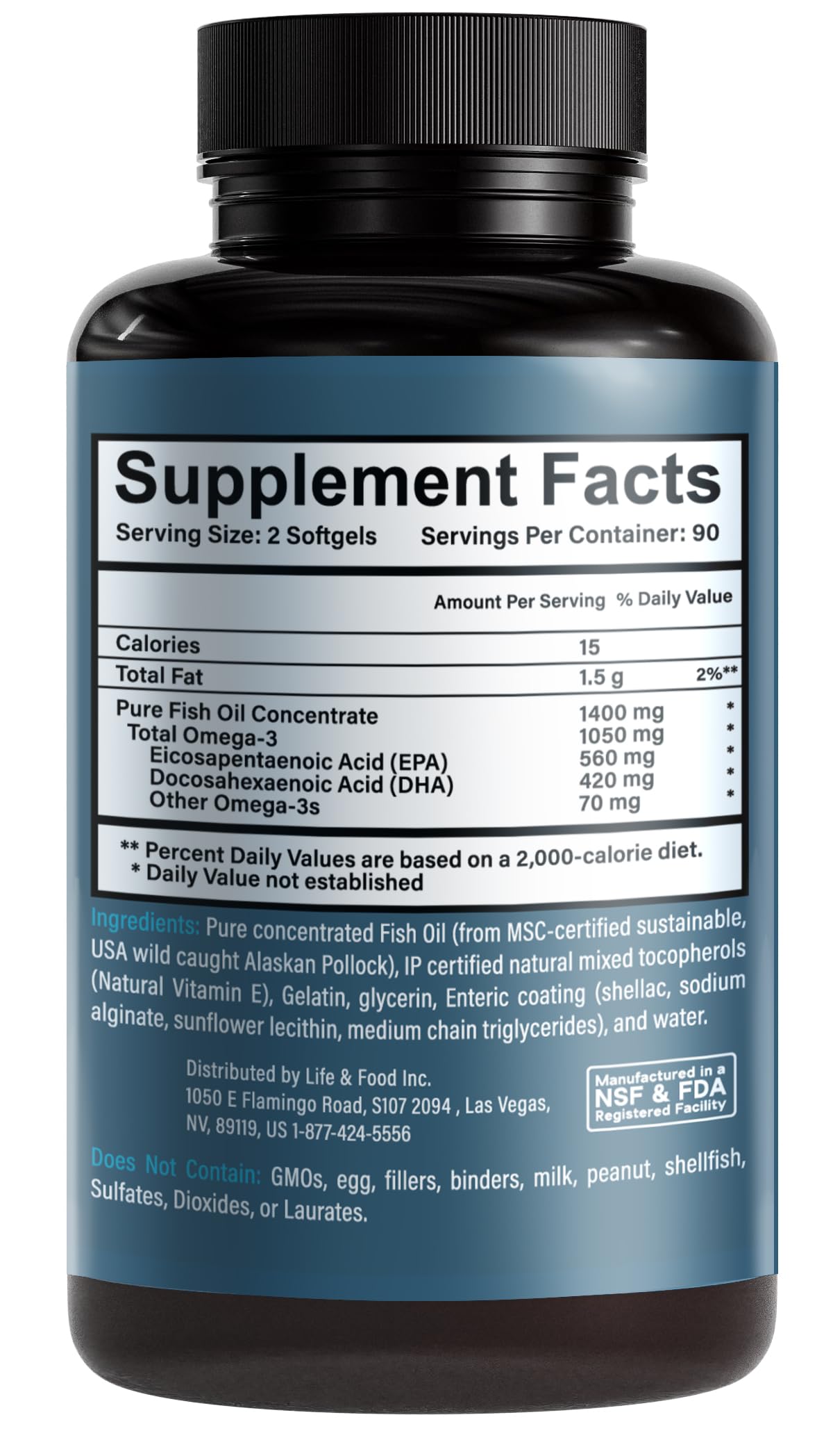 1400 mg Wild Alaskan Fish Oil 180 Softgels K2181
