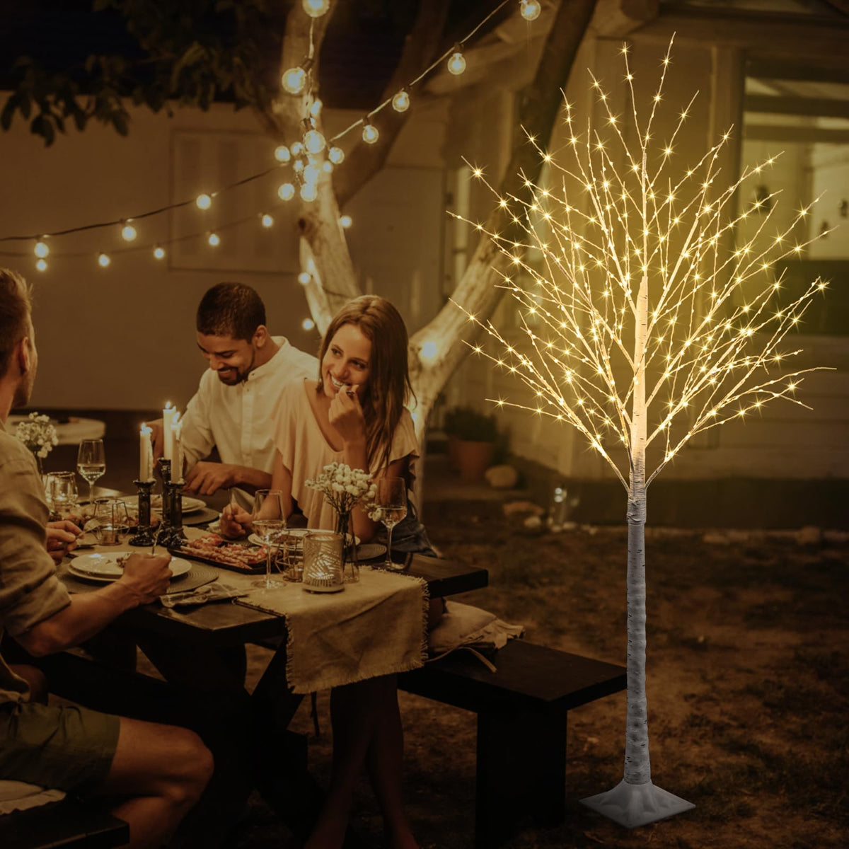 6FT Lighted Birch Tree 500 LED Warm White C1496