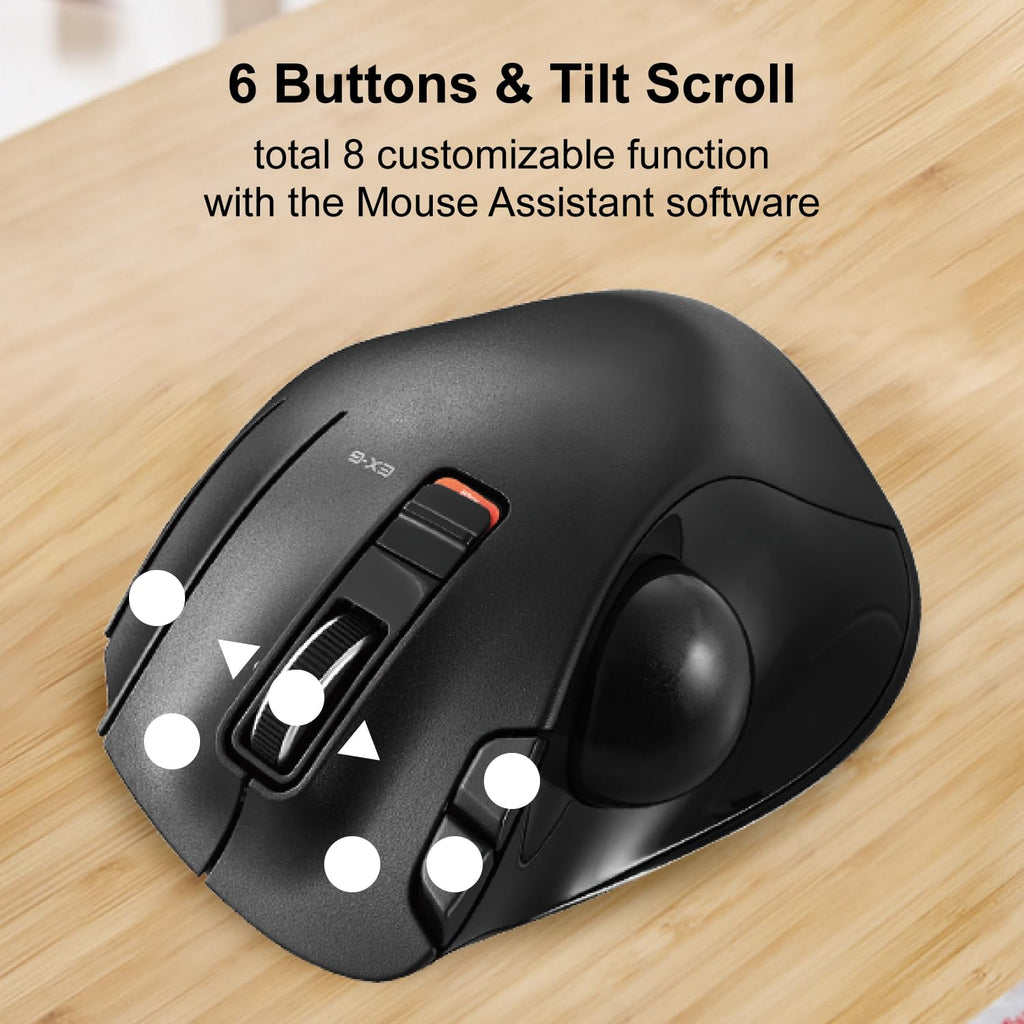 2.4GHz USB Wireless Ergonomic Trackball Mouse O903