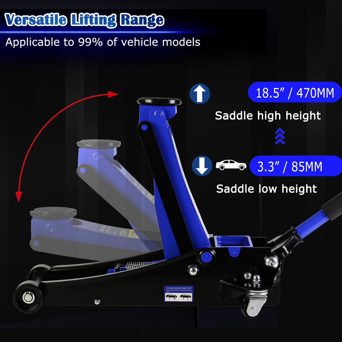 3 Ton Low Profile Hydraulic Steel Floor Jack V279