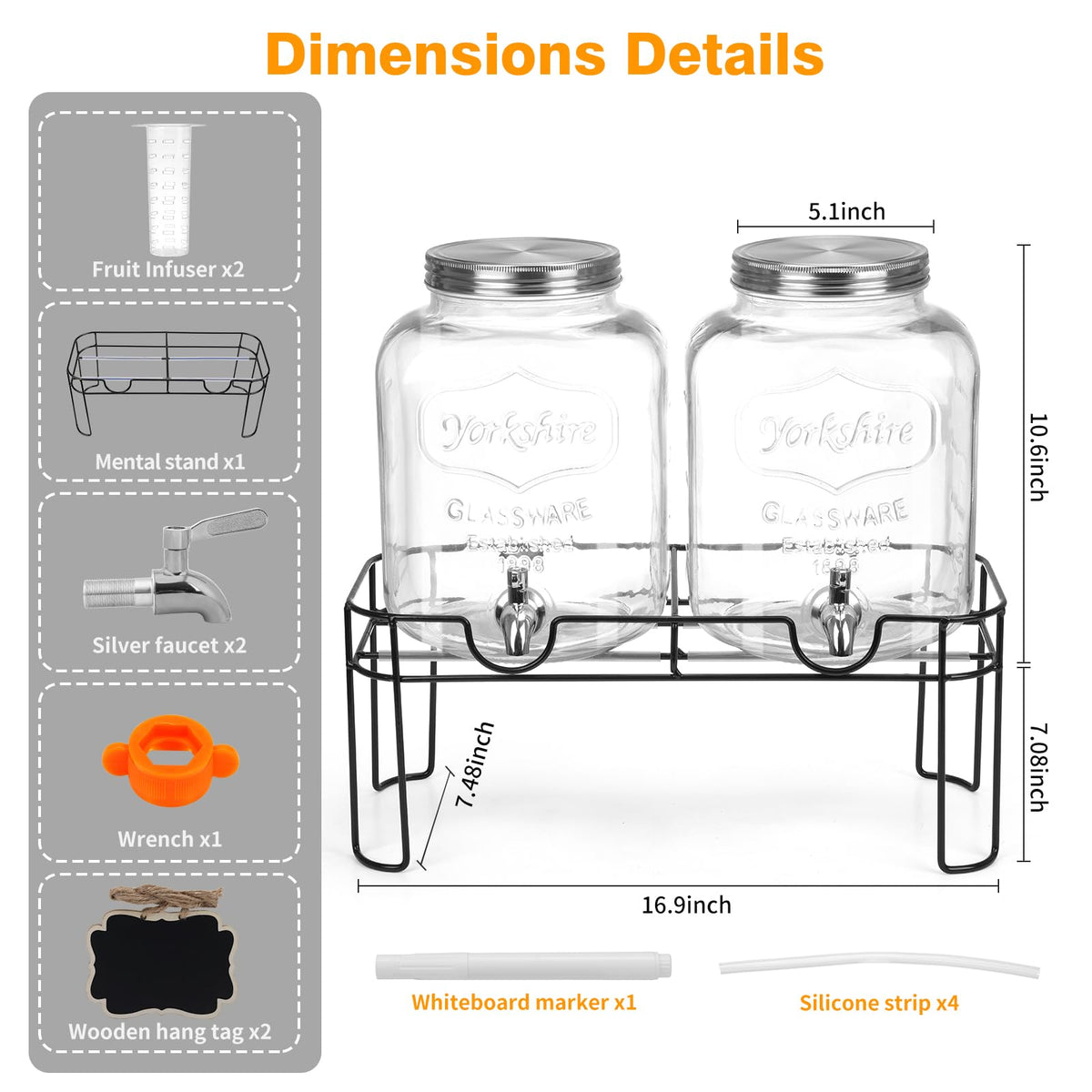 1.6 Gallon Glass Beverage Dispenser with Stand Q9086