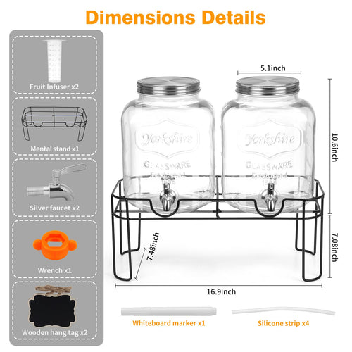 1.6 Gallon Glass Beverage Dispenser with Stand Q9086