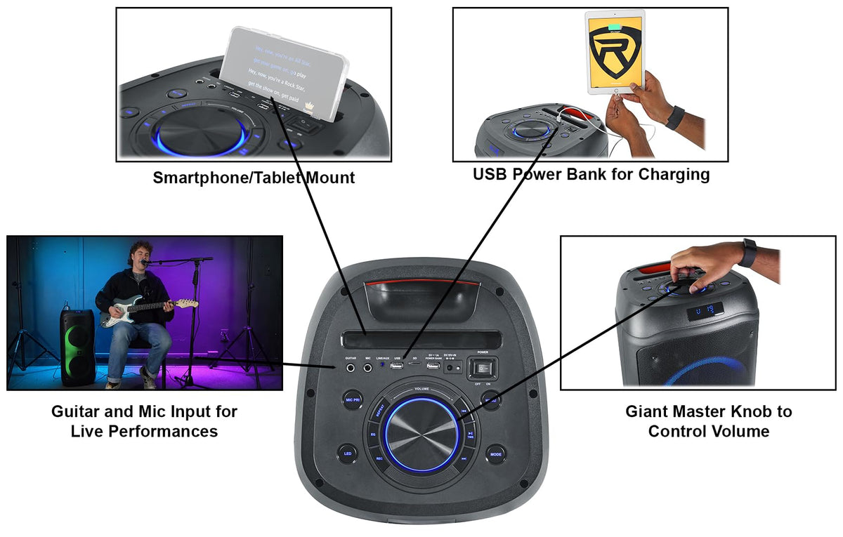 2000W Dual 8" LED Karaoke Speaker with Mic H530