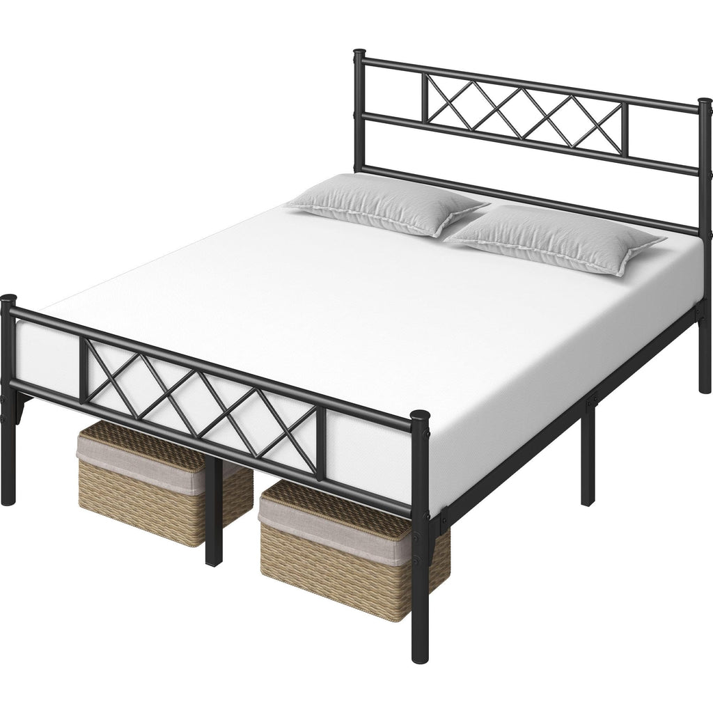 Black Full Metal Platform Bed Frame with Headboard L787