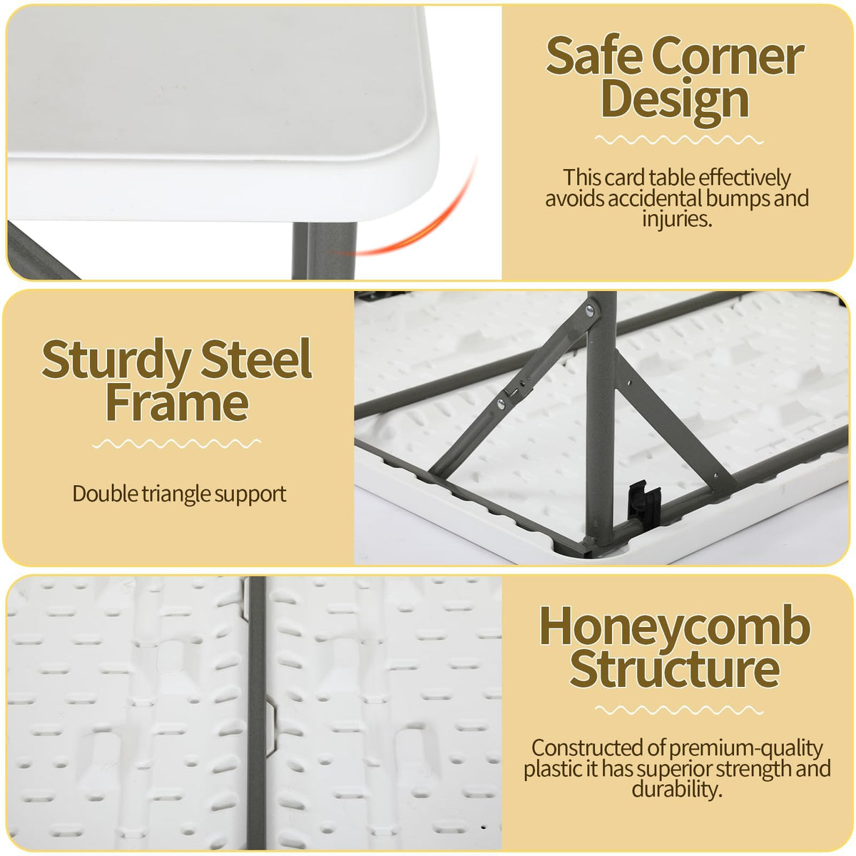 34" Square Plastic Folding Card Table with Carrying Handle G78598