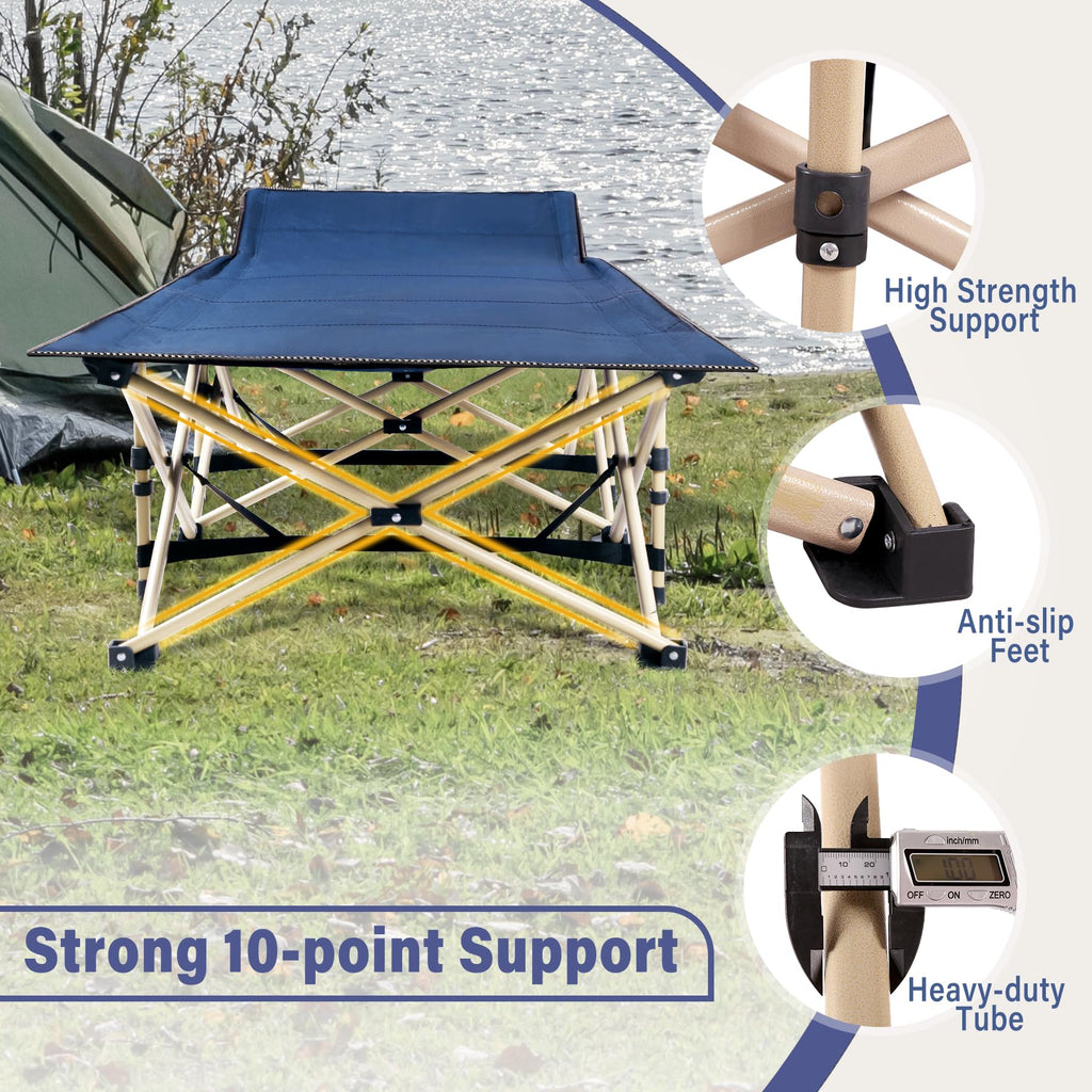 2-Pack Extra Wide Heavy Duty Folding Camping Cots Blue C4010