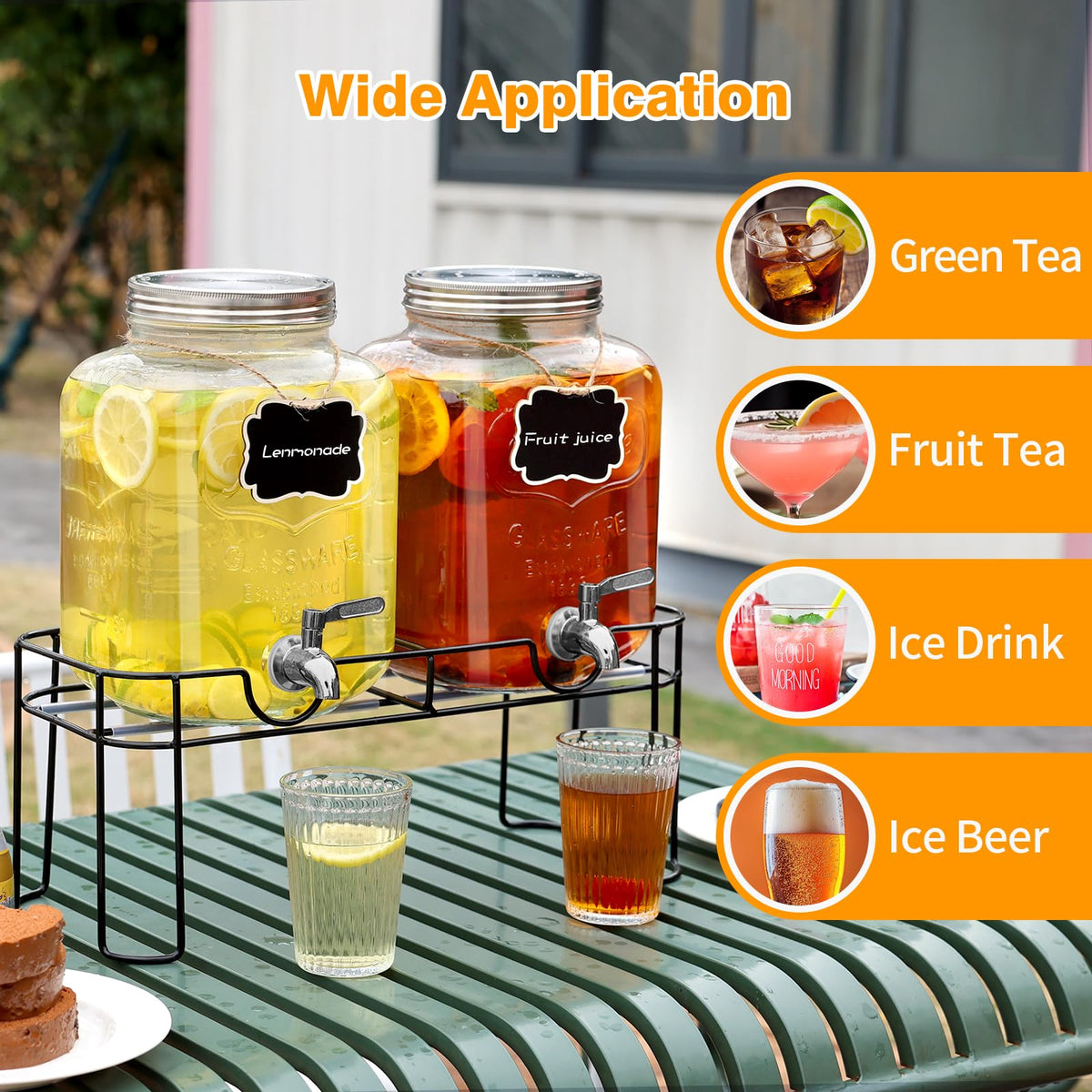 1.6 Gallon Glass Beverage Dispenser with Stand Q9086
