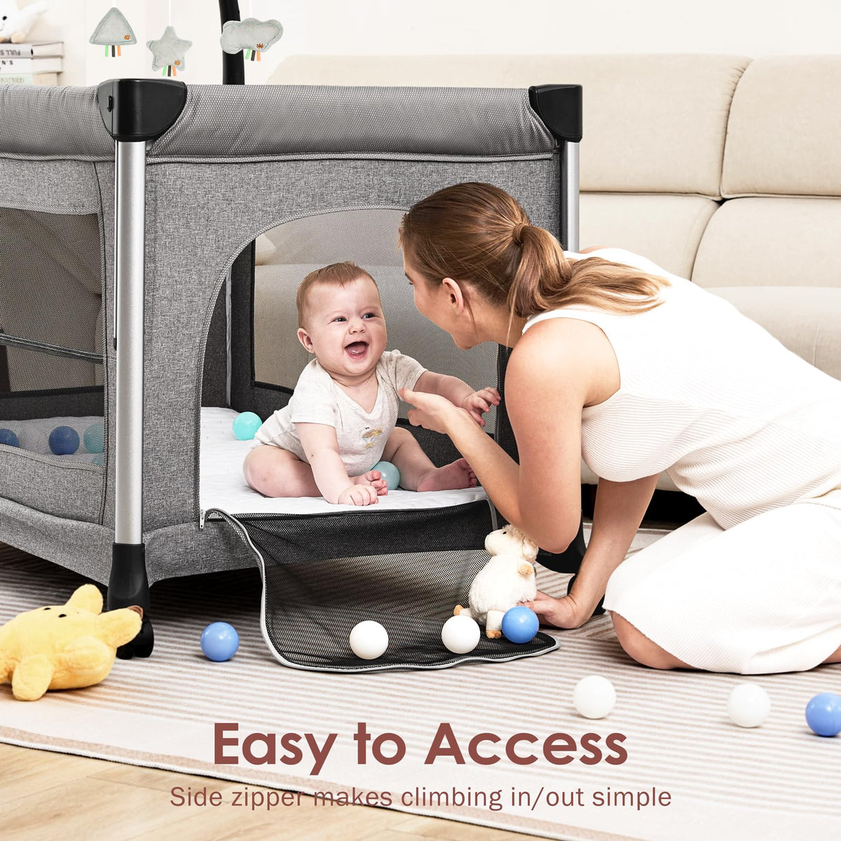 4-in-1 Baby Bassinet with Mattress and Storage Organizer L658