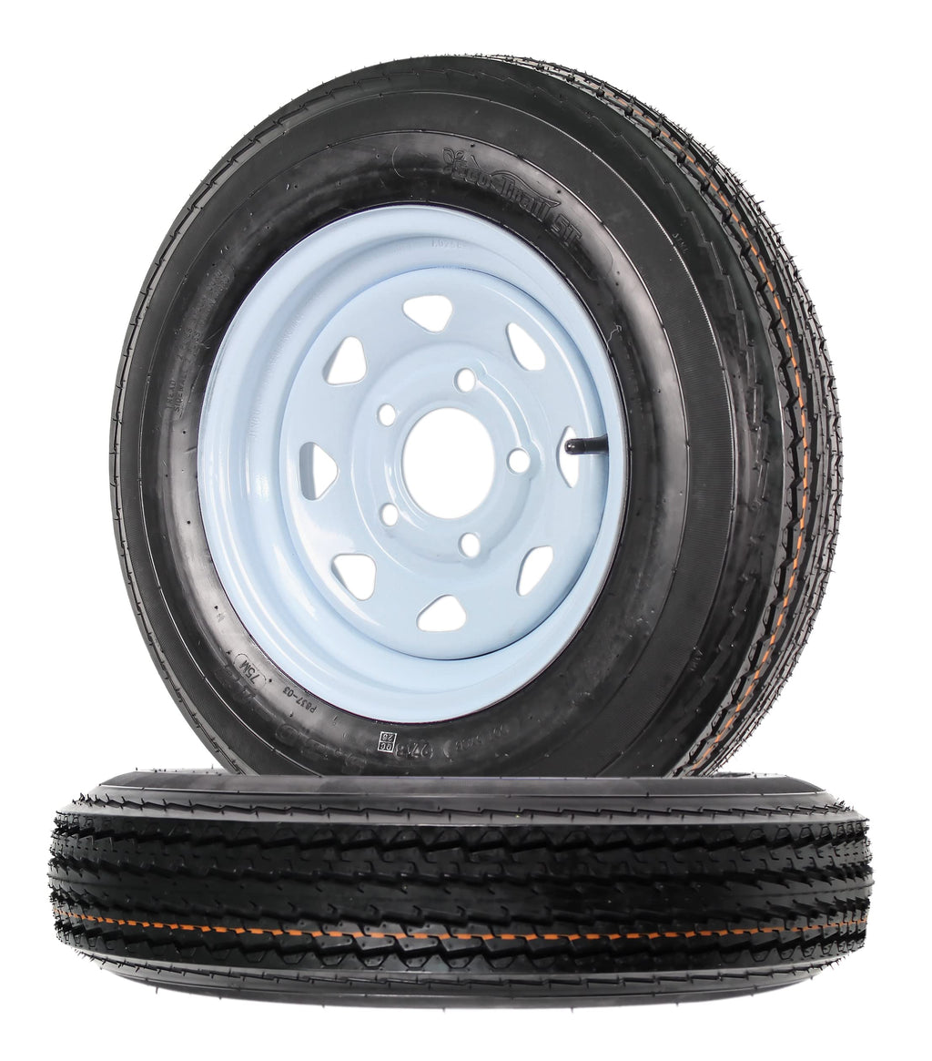 2-Pack Trailer Tire Rim Assembly 5.30-12 5 Lug White LRC I82893