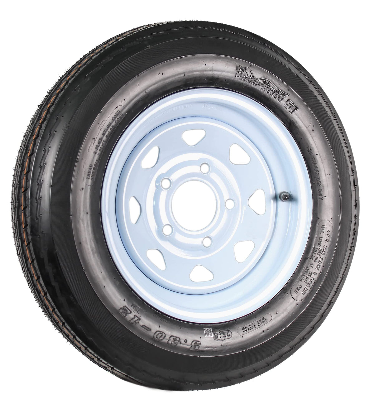 2-Pack Trailer Tire Rim Assembly 5.30-12 5 Lug White LRC I82893