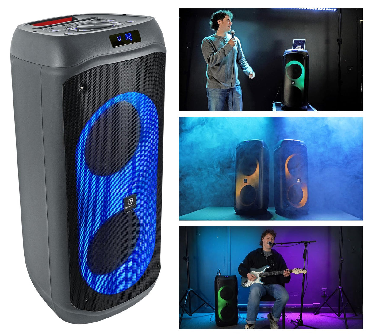2000W Dual 8" LED Karaoke Speaker with Mic H530