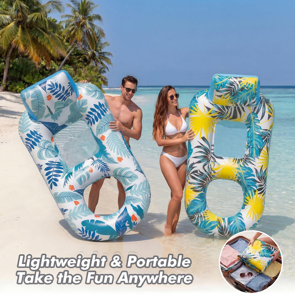 2 Pack Adult Pool Float Lounger with Cup Holders G8886