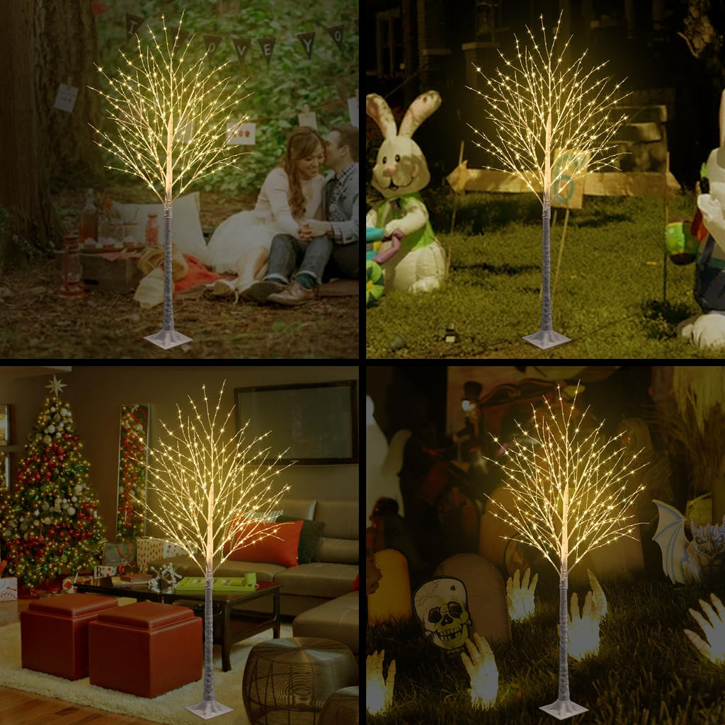 6FT Lighted Birch Tree 500 LED Warm White C1496