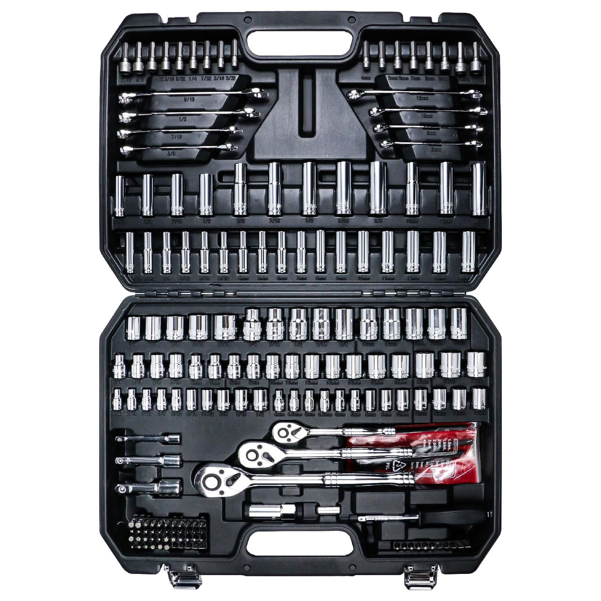 1/4 in, 3/8 in and 1/2 in Drive 202 Piece Mechanics Tool Set K758