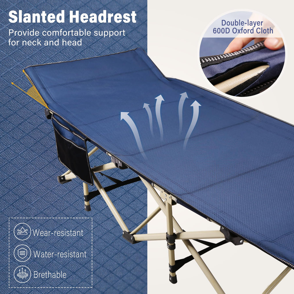 2-Pack Extra Wide Heavy Duty Folding Camping Cots Blue C4010