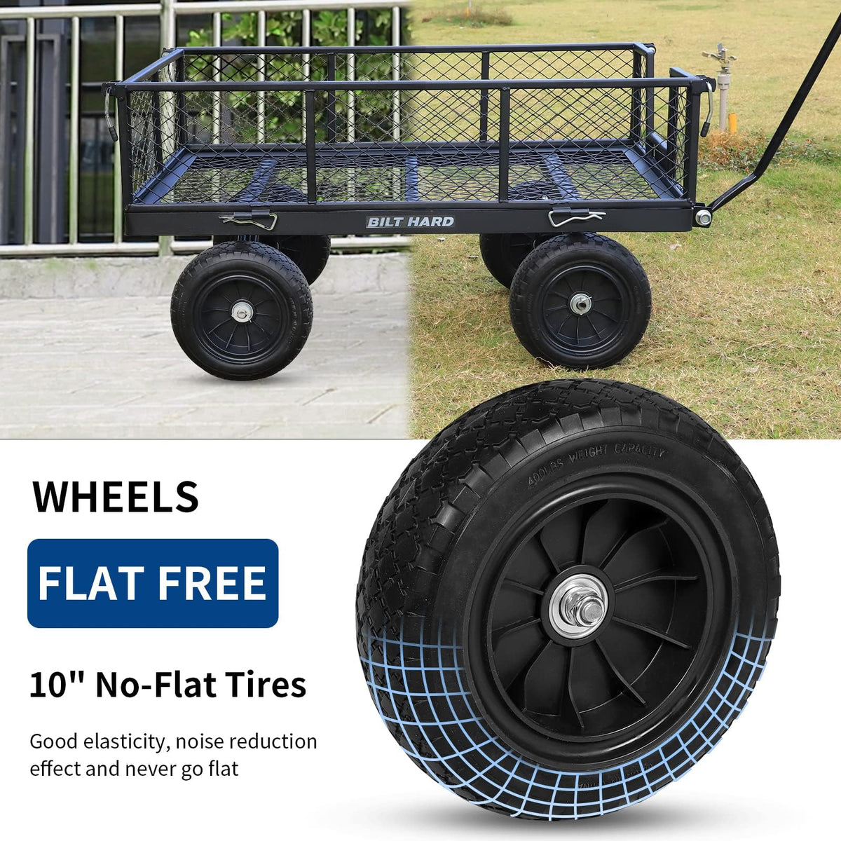 10" Steel Garden Cart with Rotating Handle and Removable Sides, 4 Cu.Ft, Black G513
