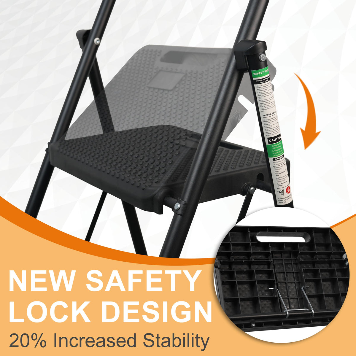 3 Step Folding Steel Ladder with Handrail O2856