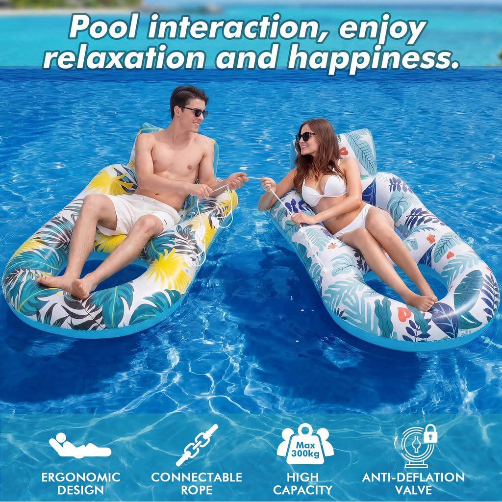 2 Pack Adult Pool Float Lounger with Cup Holders G8886