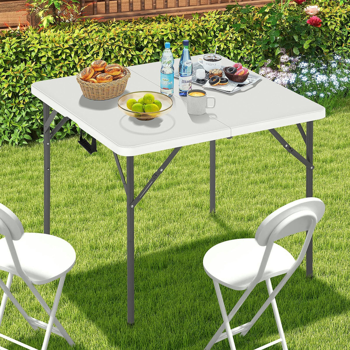 34" Square Plastic Folding Card Table with Carrying Handle G78598
