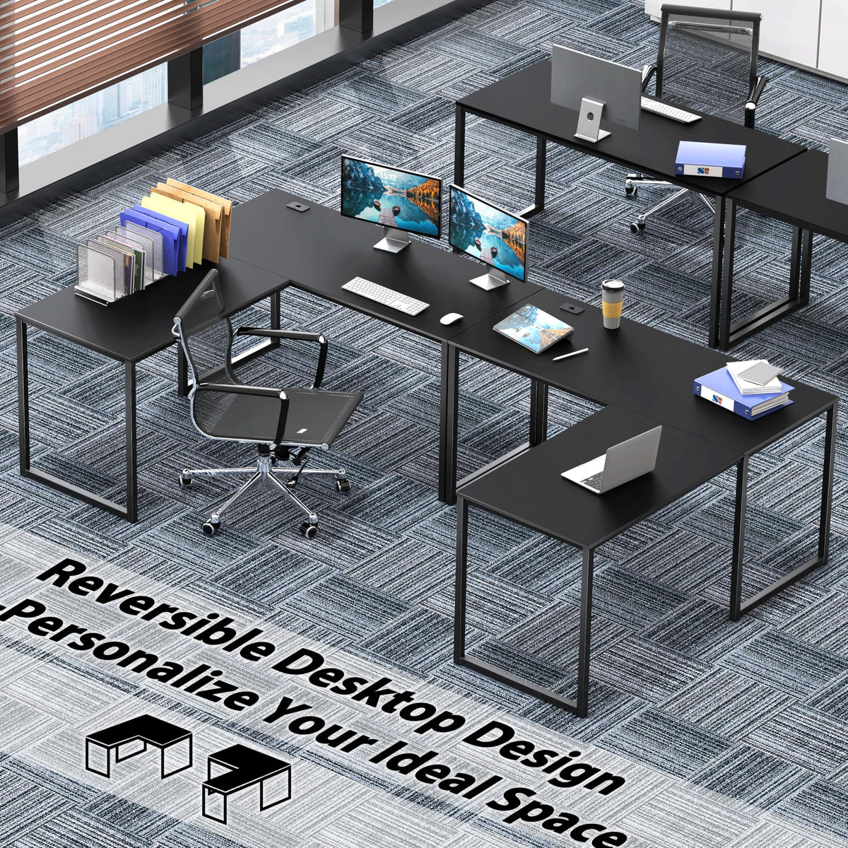 Black L-Shape Computer Desk L818
